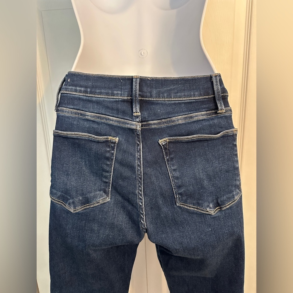 FRAME Le High Straight Jeans Raw Hem Size 27 Stretch Crop - Picture 2 of 11